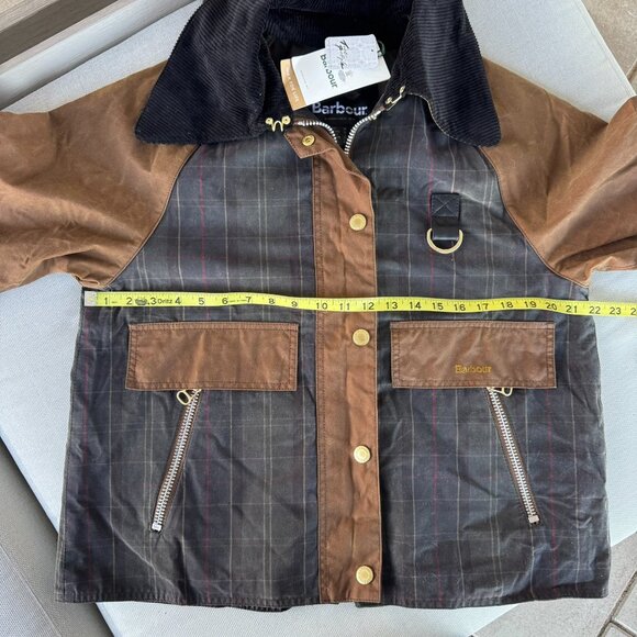 NWT Barbour Premium Cotton Waxed Jacket Brown Tan Green Plaid 6 - Picture 10 of 16